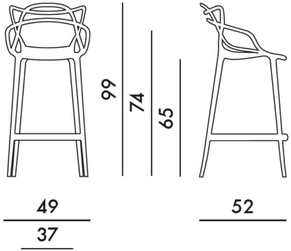 Kartell-Masters-Plastic-Bar-Stool-Set-of-2-4-6-Black-Grey-White