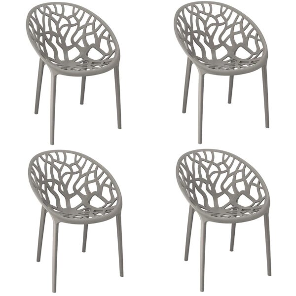 Plastic Stackable Outdoor Garden Dining Chair Set Patio Armchairs - Image 8