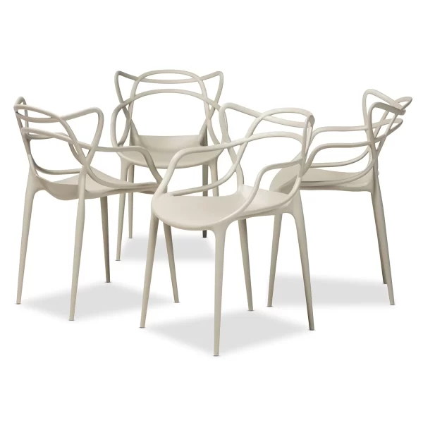 Plastic Stackable Dining Chairs for Outside Garden Table Set of 4 - Image 36