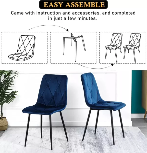Velvet dining chairs metal frame set of 4