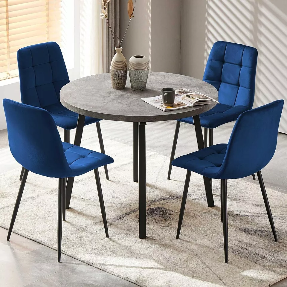 Velvet dining chairs metal frame set of 4