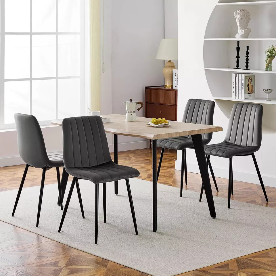 Velvet dining chairs metal frame set of 4